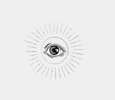 an eye is shown in the middle of a drawing with sunbursts around it