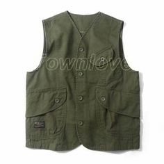 Fashion Leisure Men's Sleeveless Single Breasted Vest Vintage Loose Tops | eBay Casual Green Sleeveless Vest, Utility Sleeveless Tops With Pockets, Sleeveless Utility Top With Pockets, Casual Khaki Sleeveless Vest, Casual Sleeveless Khaki Vest, Khaki Cotton Tank Top, Casual Green Vest With Pockets, Khaki Cotton Sleeveless Tank Top, Casual Cotton Sleeveless Vest