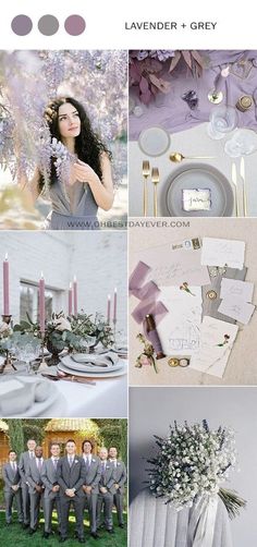 the wedding color scheme is lavender and grey