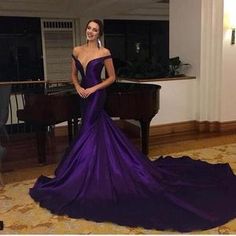 muttie dresses on Storenvy Purple Mermaid Prom Dress, Prom Dresses Off The Shoulder, Dresses Off The Shoulder, Purple Mermaid, Chapel Train, Evening Formal, Evening Gowns Formal, Stretch Satin, Mermaid Prom Dresses