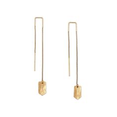 The Linear Threader earrings are a lightweight and elegant part of our Obscura collection. These classic threader style earrings feature hand textured details and a delicate chain made in 14K yellow gold. As Fairmined Incorporated, 32% of these earrings are made with ethically sourced Fairmined® gold. Sizes & Options 2 1/4" total length View the whole Obscura Collection here. Ethics & Sustainability Fairmined® is an assurance label that certifies gold from empowered responsible artisanal and sma Alternative Metal, Social Development, Delicate Chain, Threader Earrings, Fine Earrings, Style Earrings, Metal Finishes, Environmental Protection, Arrow Necklace