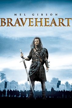 the movie brave heart is shown on blu - ray with an image of a man holding a