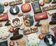 harry potter themed cookies are on display for everyone to see in the store and eat