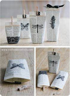 several pictures of different types of toilet paper and toothbrush holders with designs on them