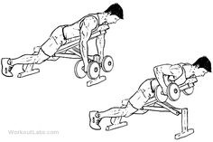 a man doing bench presss with dumbbells on one side and the other