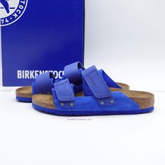 Birkenstock Uji Sandals 1025712 Ultra Blue - New In Box. Us Size 6 Women's == Eur 37 Narrow Us Size 8 Women's == Eur 39 Narrow Us Size 10 Women's == Eur 41 Narrow We Only Sell 100% Genuine Products, Sourced From Major Retailers. Comfortable Blue Sandals With Rubber Sole, Comfortable Blue Leather Sandals, Blue Leather Footbed Slip-on Slides, Blue Flat Slides With Buckle Closure, Blue Slide Sandals For Outdoor, Blue Leather Slide Sandals, Casual Blue Leather Slides, Blue Open Toe Slides With Rubber Sole, Blue Slides With Branded Insole And Round Toe