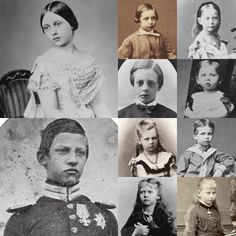 an old black and white photo shows many different people in the same family group, including two young children