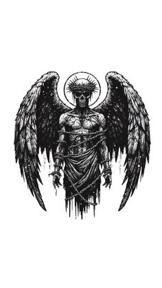 Demon And Angel Tattoo, Demon Angel Tattoo, Dark Tattoos For Men, Skeleton Angel, Angel Back Tattoo, Guardian Angel Tattoo Designs, Black Flowers Tattoo