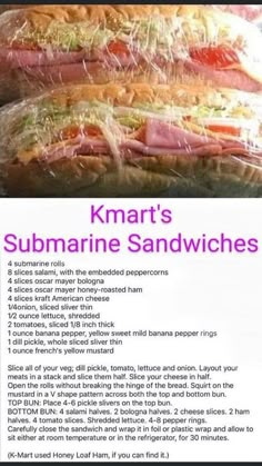 the recipe for kimart's submarine sandwiches