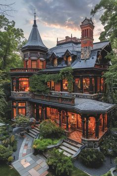 this is an image of a beautiful house in the woods