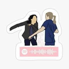 two people with their arms around each other sticker