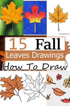 an image of fall leaves and how to draw them