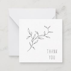 a thank card with the words thank you written in black ink on a white background