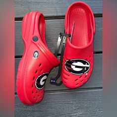 Uga Foco Big Logo Clog Slip On Shoes Red Men’s Sz L 11/12 University Of Georgia. Nwt Georgia Bulldog Shoes, University Of Georgia, Georgia Bulldogs, Slip Ons, On Shoes, Loafer Shoes, Slip On Shoes, Ncaa, Clogs