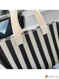 BirdinBag - Striped Color Block Tote Bag: Stylish, Versatile, and Perfect for Any Occasion! Color Block Tote Bag, Bags Pattern, Color Block Tote, Details Pictures, Word Wrap, Crochet Bag Pattern, Crochet Bags, Black Bag, Bag Pattern