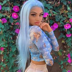 Grina K. 24” Baby Blue Straight Lace Front Wig *Nwt* Arrives New Straight Texture Color : Blue Synthetic Lace Front Wig 150-180 Density You Can Cut , Curl , And Style This Wig Heat Resistant On Low 22.5 In Circumference Hand Tied - Check My 5 Star Reviews You Could Cut The Front Lace To Blend As Your Own Hairline I Do Not Trade On Any Of My Wigs Don’t Forget To Bundle With The Got2b Ultra Gel Or Ghost Bond To Save 10% Off $$$ Blue Lace Front Wig, Straight Lace Front Wig, Hairstyle Fashion, Color Switch, Blue Wig, Curly Lace Front Wigs, Straight Lace Front Wigs, Straight Human Hair, Straight Wig