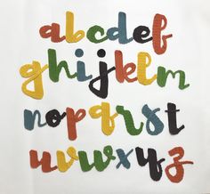 the letters are made up of different colors