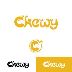 the logo for chewy and chowy is shown in three different colors, including yellow