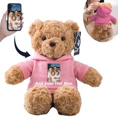 PRICES MAY VARY. 【Personalized Gifts Teddy Bear】 Our Teddy Bear's editable quality allows you to add anything on its T-shirt/ Short sleeve/ Hoodie, a name, a school logo, or your favorite photo. With bright eyes, a sweet embroidered nose and removable clothes, the lifelike teddy bear plush can offer great comfort and companionship, which is unique personalized gifts for friends/ family/ Graduates. Click "Customize Now" and upload your customized information, A personalized gift for him/ her will Cute Christmas Gifts For Friends, Teddy Bears Valentines, Personalised Teddy Bears, Stuffed Bear, Christmas Teddy Bear, Gifts For My Girlfriend, Gifts For Girlfriend, Teddy Bear Stuffed Animal, Cute Christmas Gifts