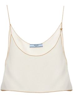 Shop Prada Sablé cropped camisole top Cropped Camisole, Triangle Logo, Chain Link, Spaghetti Strap, Camisole Top, Bags Designer, Prada, Scoop Neck, Fashion Branding