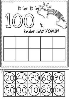 a counting game for children with numbers and the words 100 to 100 in black and white