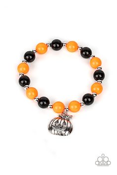 Bracelets in assorted shapes and colors. Accented with the ghoulish charm of a jack-o-lantern, the stretchy bracelet is in a black and orange beads with silver accents.

Sold as one kid's bracelet. Adjustable Black Novelty Charm Bracelet, Black Adjustable Charm Bracelet, Novelty Style, Novelty Black Beaded Bracelets For Halloween, Novelty Silver Bracelet For Halloween, Halloween Novelty Black Bracelets, Halloween Black Charm Bracelet, Novelty Silver Halloween Bracelet, Silver Halloween Novelty Bracelet, Adjustable Black Bracelets For Halloween