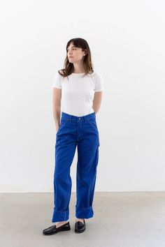 Vintage 26 27 28 29 Waist Matisse Blue Cotton Utility Painter Pants Unisex Made USA Stonecutter High Rise Trousers Contrast Stitch D - Etsy Vintage Coveralls, Matisse Blue, High Rise Trousers, Narrow Hips, Painter Pants, Painters Pants, Army Pants, Vintage Tee Shirts, Vintage Tank Top