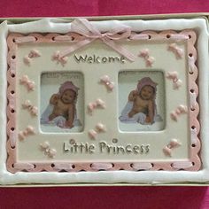 a little princess frame with two babies in it and the words welcome, little princess