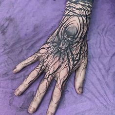 a person's hand with tattoos on it