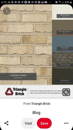 a brick wall is shown with different colors and sizes on the side, along with text that reads triangle brick from triangle brick