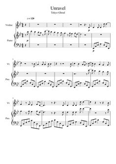 sheet music with the words unravel on it