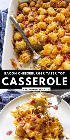 bacon cheeseburger tater tot casserole on a plate