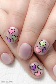 Valentines Day Nails Acrylic, Nails Valentine, Kids Nail Designs, Vday Nails, Nail Art For Kids, Valentines Day Nails, Heart Nail Designs, Valentine Nail Art, February Nails