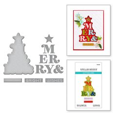 three different christmas cards with the words merry and bright wishes