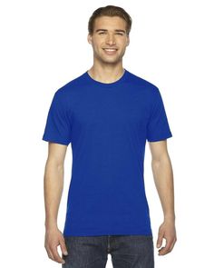 Unisex Fine Jersey Short-Sleeve T-Shirt - ROYAL BLUE - XS | American Apparel Fine Jersey T-Shirt in Royal Blue Size XS | Cotton How To Make Shorts, How To Make Tshirts, Jersey Top, Jersey Tee, Unisex Shorts, Calgary, American Apparel, Jersey Shorts, Men Short Sleeve