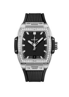 Spirit Of Big Bang Titanium Diamonds 39mm Black Dial With Diamond Bezel On Black,rubber Strap Elegant Black Diamond Watch With Date Indicator, Classic Black Diamond Watch With Date Indicator, Affordable Wishlist, Bezel Diamond, Big Bang, Black Rubber, Bigbang, Bangs, Diamonds