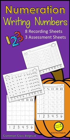 a pumpkin themed worksheet with the words and numbers on it for writing numbers