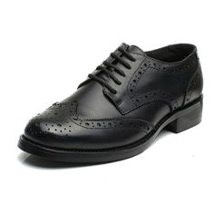 Womens Perforated Wingtip Lace-up Brogue Leather Flat Oxfords Oxford Shoes Women - Black - CP12NRMPUJN - Women's Shoes, Oxfords  #Oxfords #Women's #Shoes # #Oxfords Womens Wingtip Oxfords, Oxfords Womens, Oxford Shoes Women, Shoes Png, Oxford Shoes Outfit, Ideal Closet, Black Leather Oxfords, Wardrobe Goals, Wingtip Shoes