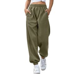 Xingqing Green Elastic High Waist Sweatpants With Pockets Size Small Xingqing Women Elastic High Waist Pockets Dance Jogger Sports Ladies Casual Cotton Baggy Sweatpants Trousers Green Size Small. New In Bag. 100% Cotton. High Waisted Sweatpants, Baggy Sweatpants, Casual Sweatpants, Fitted Joggers, Jogging Pants, Streetwear Women, Look Casual, Casual Streetwear, Straight Pants