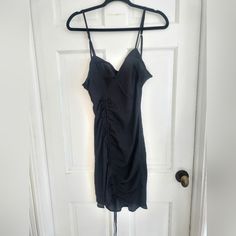 Free People Intimately Black Ruched Slip Little Black Dress. Nwt, Never Worn. Very Lightweight And Sexy. Has Ruching / A Sinch That Goes All The Way Down The Dress. Dress With Ruching, Strappy Mini Dress, Floral Babydoll Dress, Black Slip Dress, Lace Bodycon, Halter Mini Dress, Ruffle Hem Dress, Mini Wrap Dress, Way Down