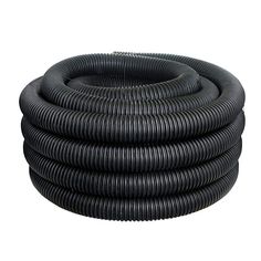 a large black hose is shown on a white background, with the end section curled up