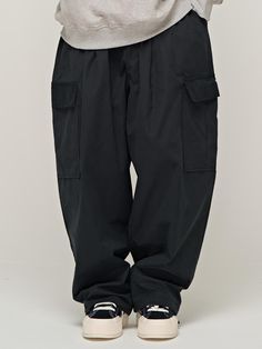 Composition : COTTON 70%, POLYESTER 10%, NYLON 20%Country of Origin : KOREA Black Straight Cargo Pants With Patch Pockets, Black Straight Pants With Patch Pockets, Black Baggy Parachute Pants With Patch Pockets, Casual Black Parachute Pants With Patch Pockets, Black Wide-leg Pants With Patch Pockets, Black Wide Leg Pants With Patch Pockets, Black Parachute Pants For Streetwear With Patch Pockets, Black Parachute Pants With Patch Pockets Tapered Leg, Baggy Black Cargo Pants With Patch Pockets