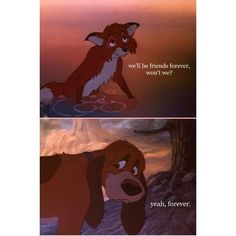 the fox and the hound from disney's animated movie, which is being shown in two