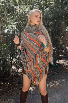 Introducing our multicolor marled knit turtle neck poncho! This cozy and warm poncho is perfect for those chilly days and nights. With its unique design, this poncho will keep you stylish and comfortable all day long. Made from a soft and comfortable fabric, this poncho is sure to become your new favorite. Whether you're out on a hike or snuggling up at home, our turtle neck poncho is the perfect accessory for any chilly day. So don't let the cold weather stop you from looking your best, order o Turtle Neck Poncho, Rush Dresses, Hooded Poncho, Bridal Shower Dress, Types Of Women, Shower Dresses, Western Boho, Bridal Wedding Dresses, Puff Sleeve Top