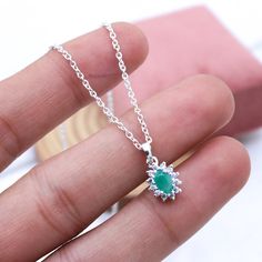 May Birthstone EMERALD Gemstone Necklace, Cubic Zirconia Necklace, 925 Sterling Silver Necklace, Anniversary Day Gift  GEMSTONE DETAILS : ✦ Gemstone : EMERALD / Cubic Zirconia  ✦ Gemstone Shape : Oval  ✦ Gemstone Color : Green          ✦ Number of Gemstones : 1 ✦ Gemstone Grade : Excellent METAL DETAILS : ✦ Metal : 925 Sterling Silver ✦ Metal Color : Silver/Yellow/Rose Plated ✦ Necklace Length : 18 Inch  ✦ Gross Weight : 3.2 Gram  ✦ Setting : Prong  ✦ Necklace Box : Yes CUSTOMISATION DETAILS : W Elegant Green Birthstone Necklace In Sterling Silver, Luxury Sterling Silver Emerald Birthstone Necklace, Green Sterling Silver Pendant Birthstone Necklace, Sterling Silver Emerald Necklace For Anniversary, May Birthstone, Silver-tone Crystal Emerald Necklace Gift, Plate Necklace, Cubic Zirconia Necklace, Necklace Box, Emerald Gemstone