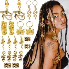 PRICES MAY VARY. 💖High Quality Material:Gold braid accessories are made of alloy with plated technique,that light weight and not easy to be broken or faded,durable.Dreadlocks beads are good tools for your hair extension, braiding dreadlocks. 💖Best Choic for Snake Hair Braid Decoration:DIY hair braid Accessories decoration that package includes 20PCS.Suit for women's or man's various hairstyles,such as passion twist, spring twist, marley twist hair,etc. 💖How to Use:Hair Beads Metal jewelry bra Gold Hair Beads, Braiding Dreadlocks, Hair Braid Accessories, Fade Braids, Accessories For Braids, Jewelry Bra, Hair Jewelry For Braids, Hair Accessories Braids, Marley Twist