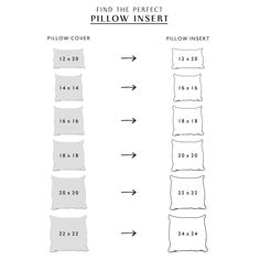 the pillow inserts are shown for each individual to use in their bedding and pillows