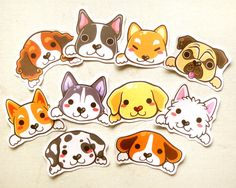 small dog and cat stickers on a white surface