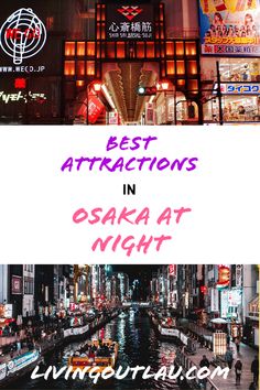 the words best attractions in osara at night and an image of a cityscape