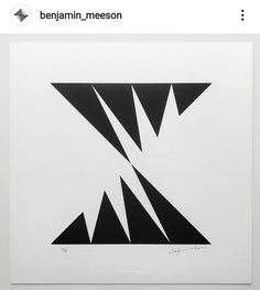 a black and white photo with an upside down triangle in the center that says, benjaminn messon